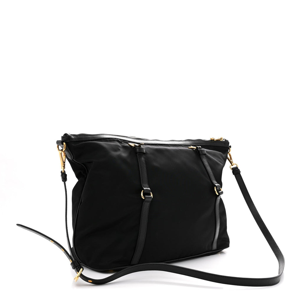 Prada Saffiano Tessuto Nylon Shopping Tote Black