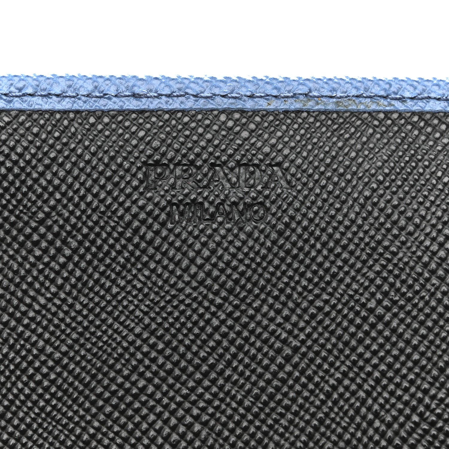 Prada Saffiano Bi-Color Metal Continental Flap Wallet Cobalto Black