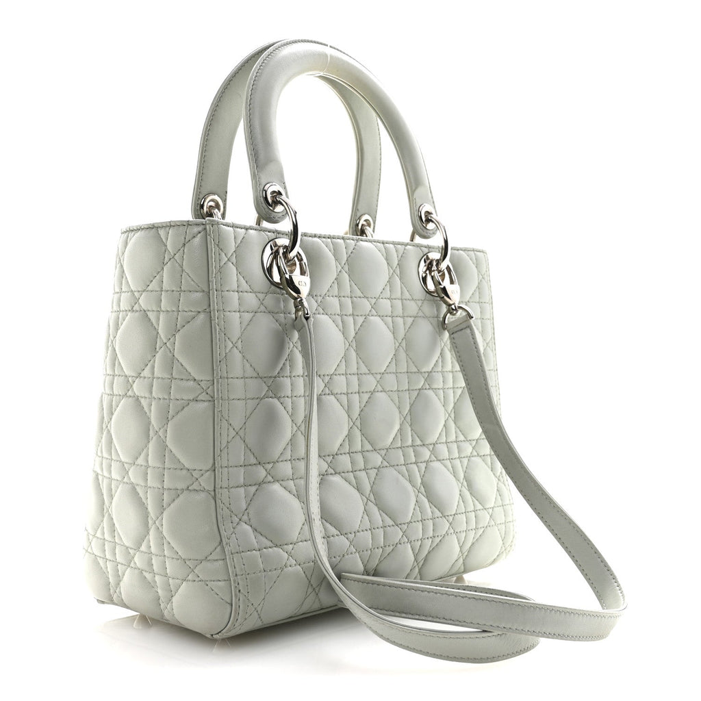 Christian Dior Lambskin Cannage Medium Lady Dior Green
