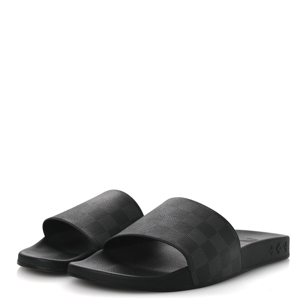 Louis Vuitton Damier Graphite Mens Waterfront Slide Sandal 9 Black