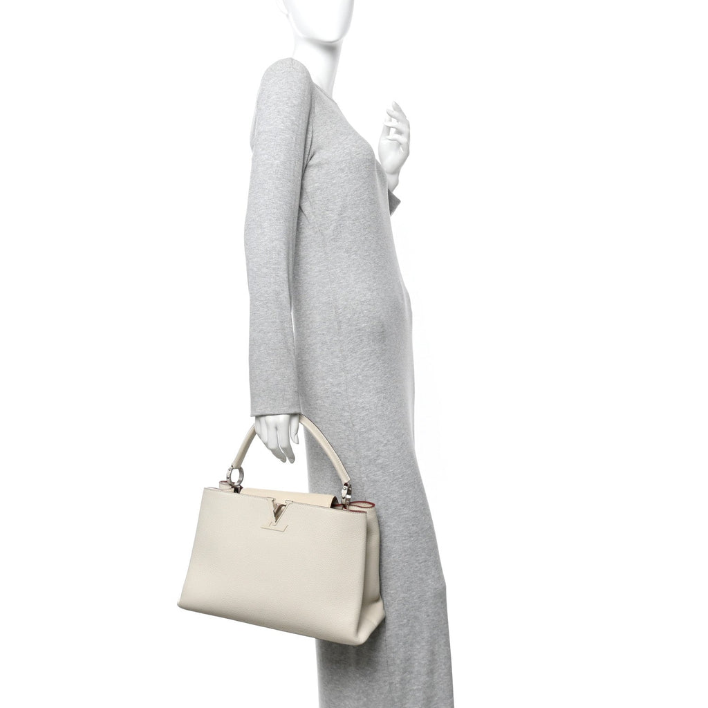 Louis Vuitton Taurillon Capucines MM Blanc Casse