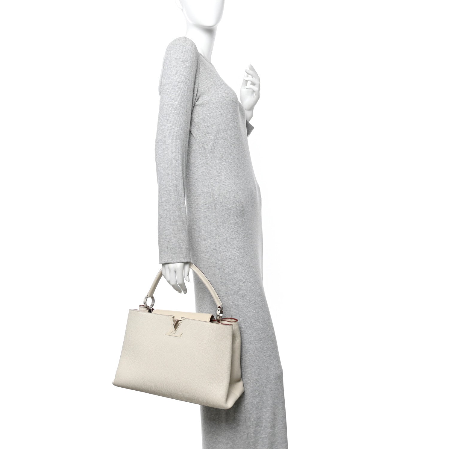 Louis Vuitton Taurillon Capucines MM Blanc Casse