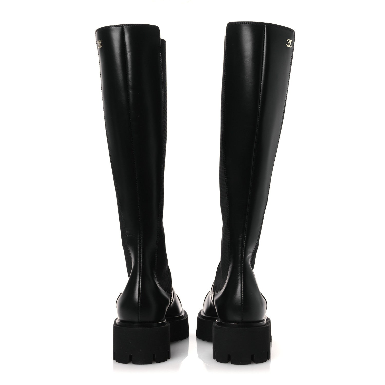 Calfskin Cap Toe CC Tall Boots 37.5 Black