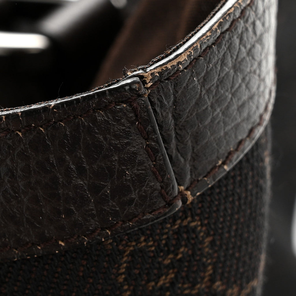 Gucci Denim Monogram Large Abbey Tote Dark Brown