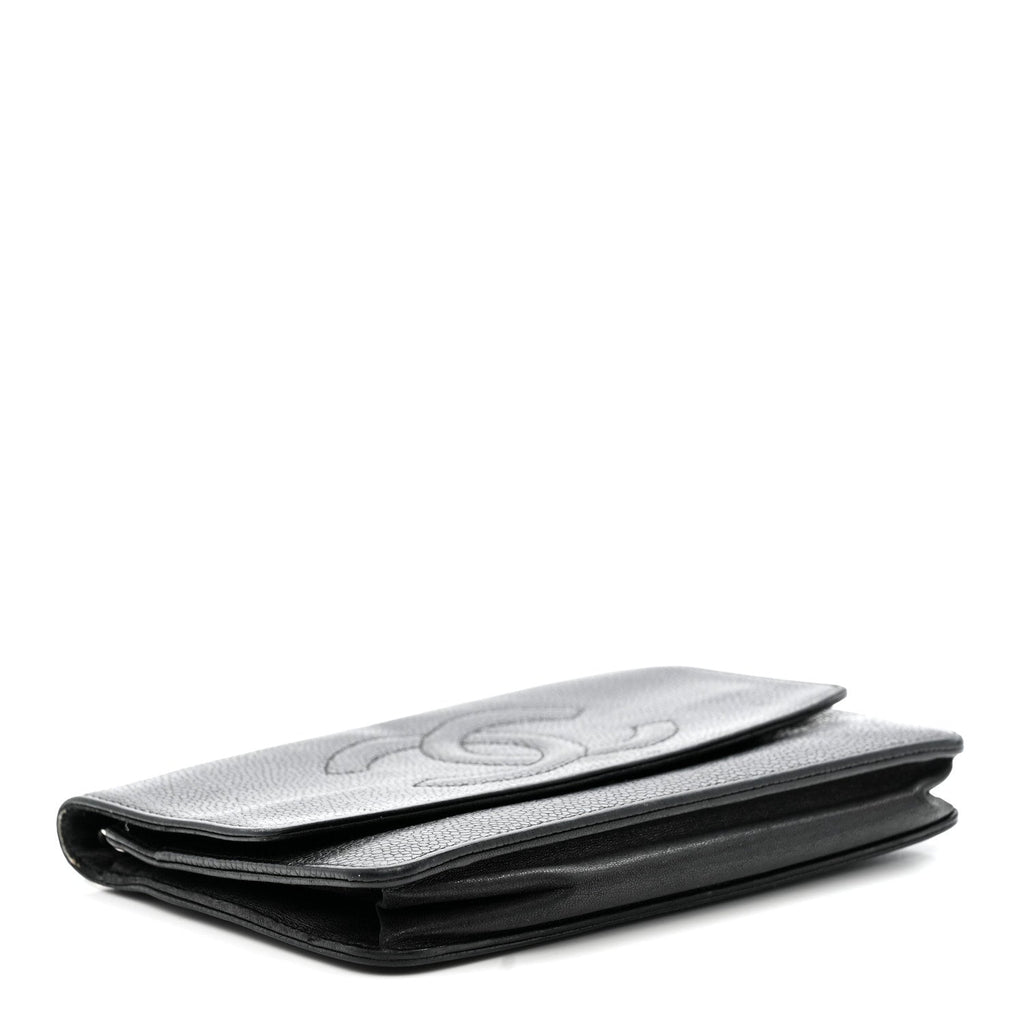 Chanel Caviar Timeless CC Wallet On Chain WOC Black