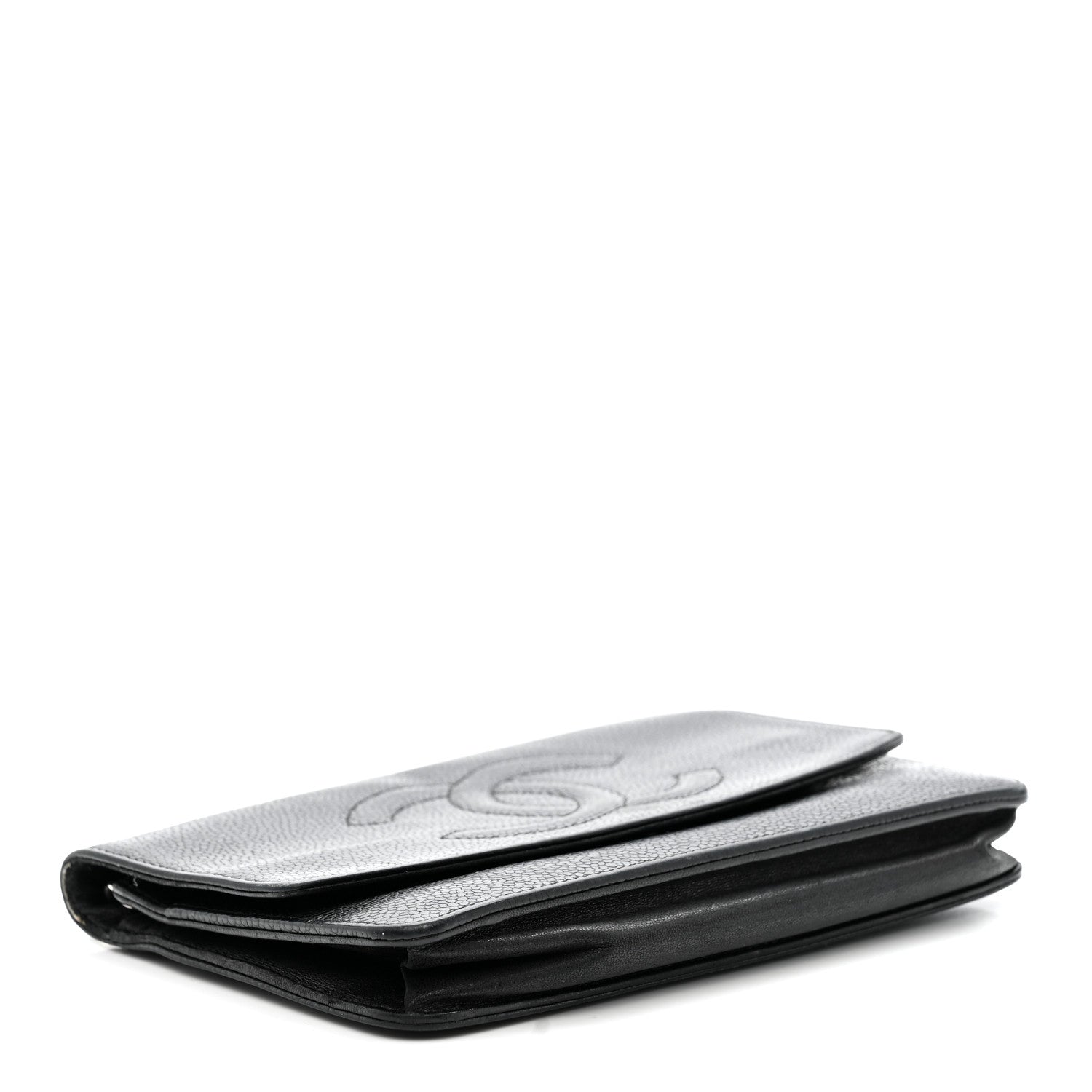Chanel Caviar Timeless CC Wallet On Chain WOC Black