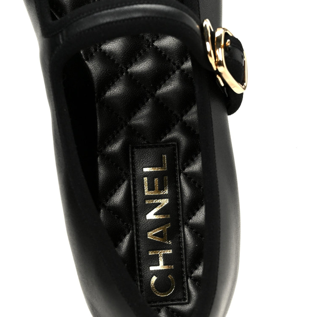 Lambskin Mary Jane Flats 37 Black