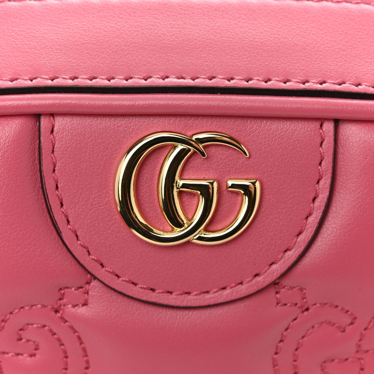 Gucci Calfskin GG Matelasse Small Shoulder Bag Rhodamine Pink Natural