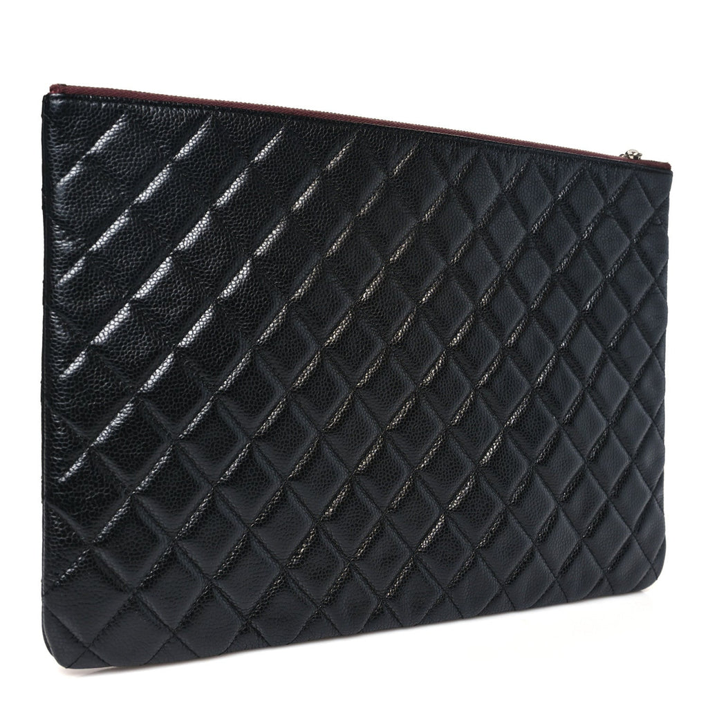 Caviar Quilted Large Cosmetic Case Black
