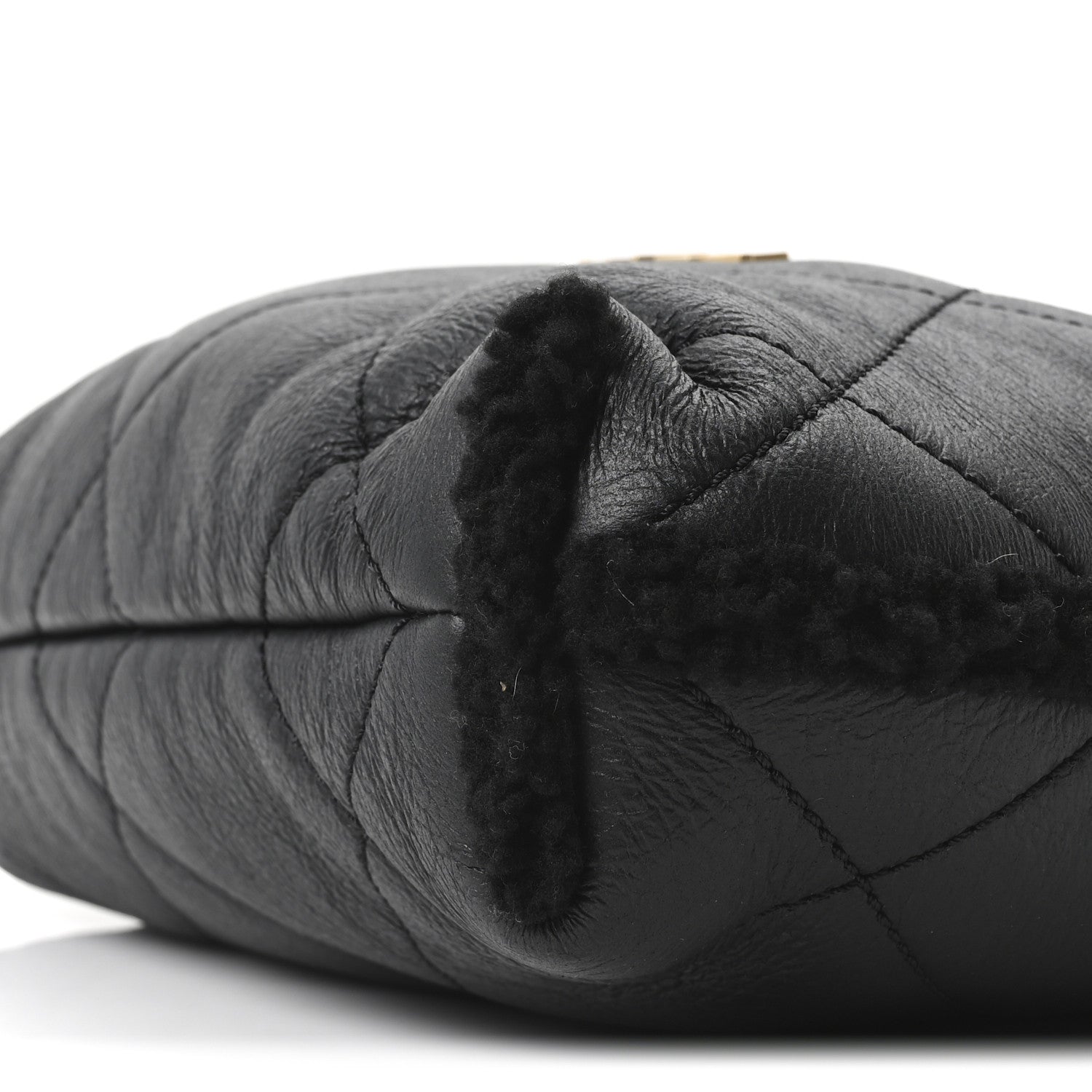 Chanel Aged Lambskin Shearling Quilted Small Chanel 22 Black