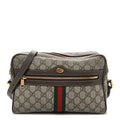 Gucci GG Supreme Monogram Web Small Ophidia Shoulder Bag Brown