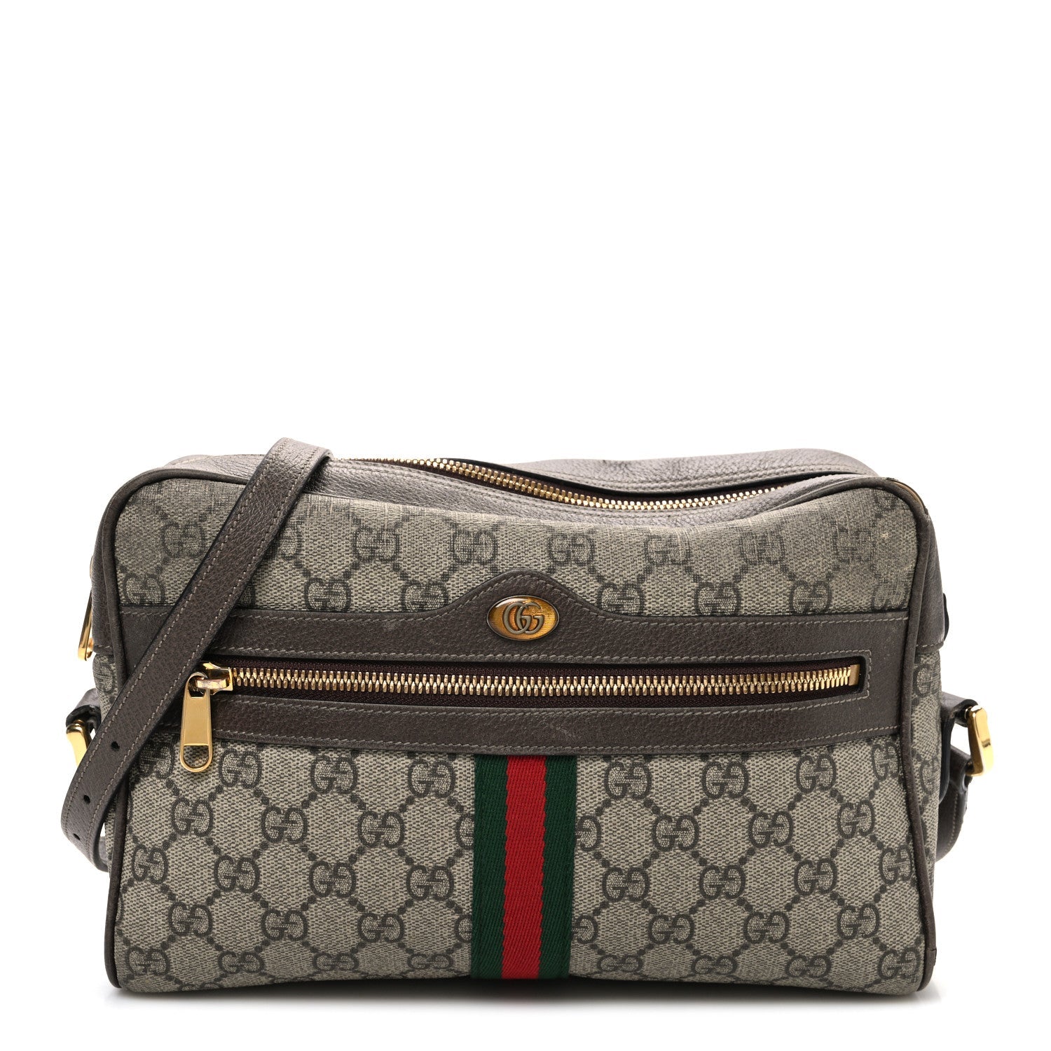 Gucci GG Supreme Monogram Web Small Ophidia Shoulder Bag Brown