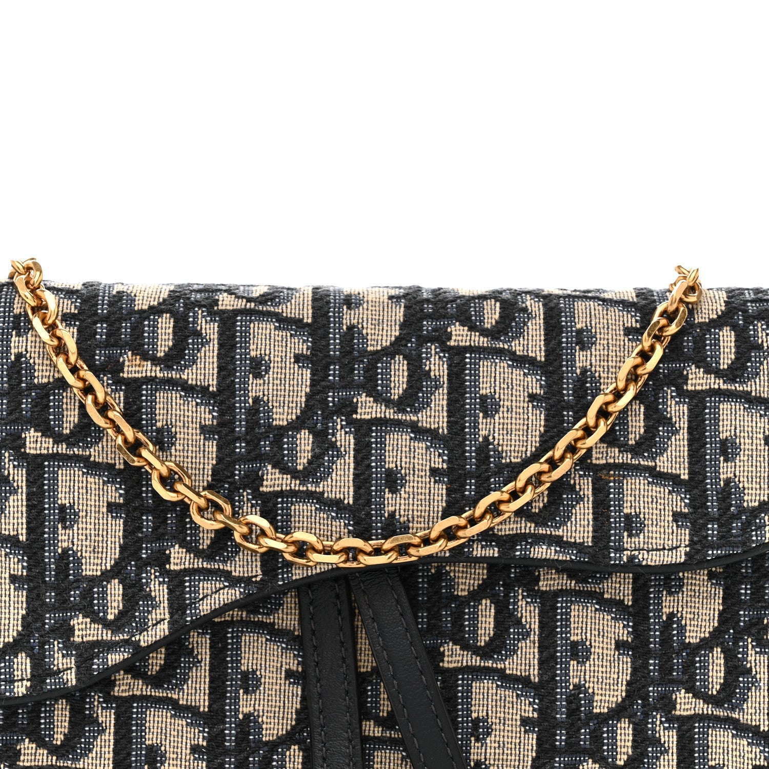 Christian Dior Oblique Saddle Chain Long Wallet Blue