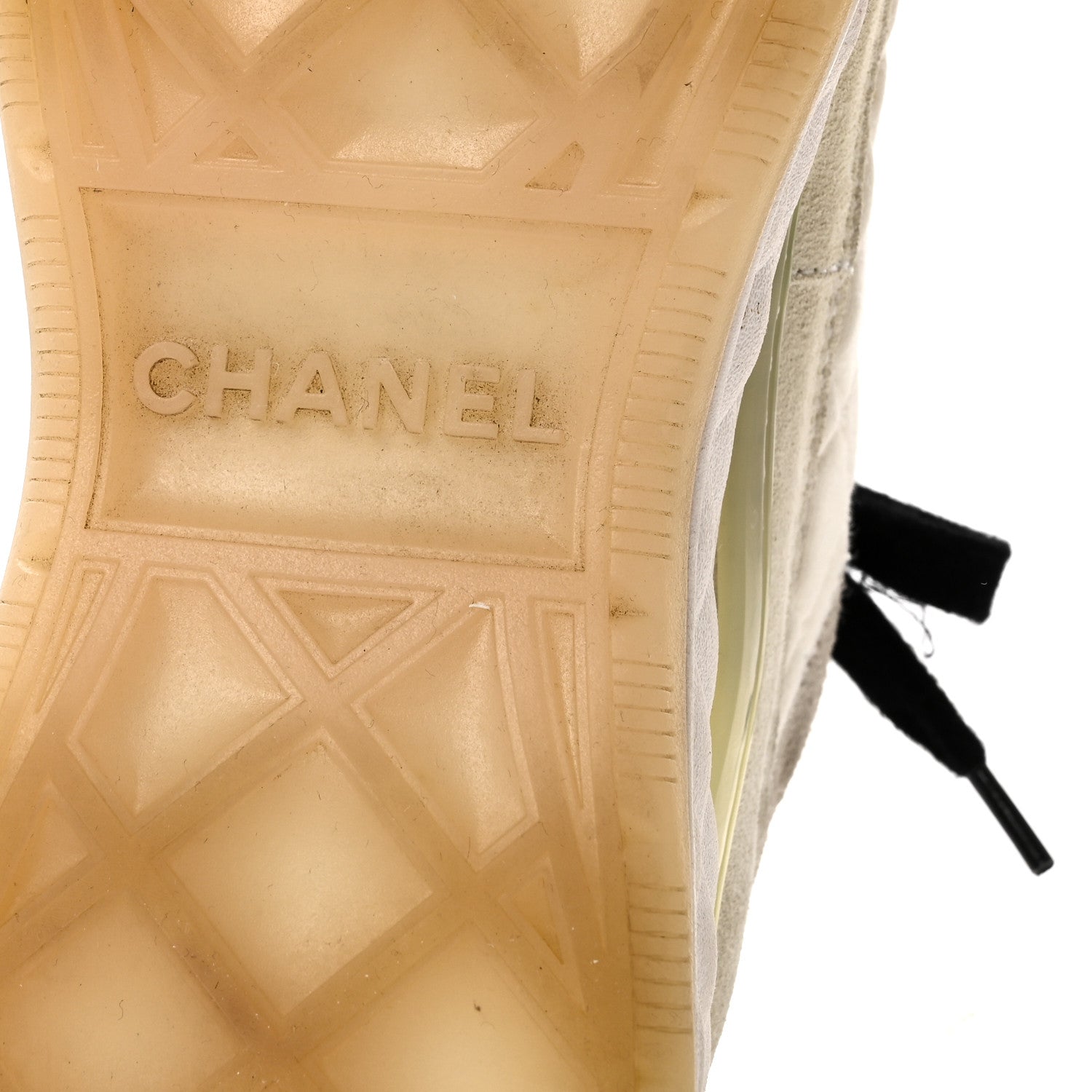 Fabric Suede Calfskin CC Sneakers 38.5 Ivory Black