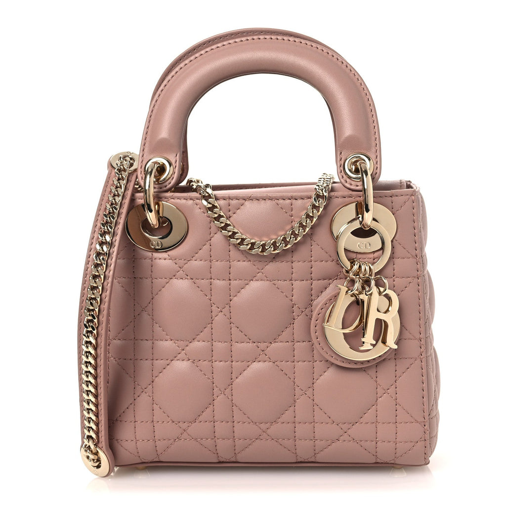 Christian Dior Lambskin Cannage Mini Lady Dior Blush