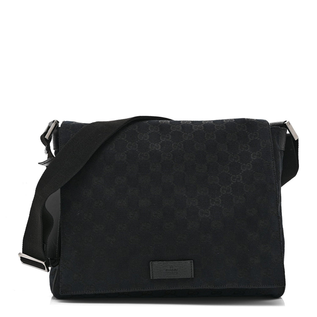 Gucci Monogram Small Flap Messenger Bag Black