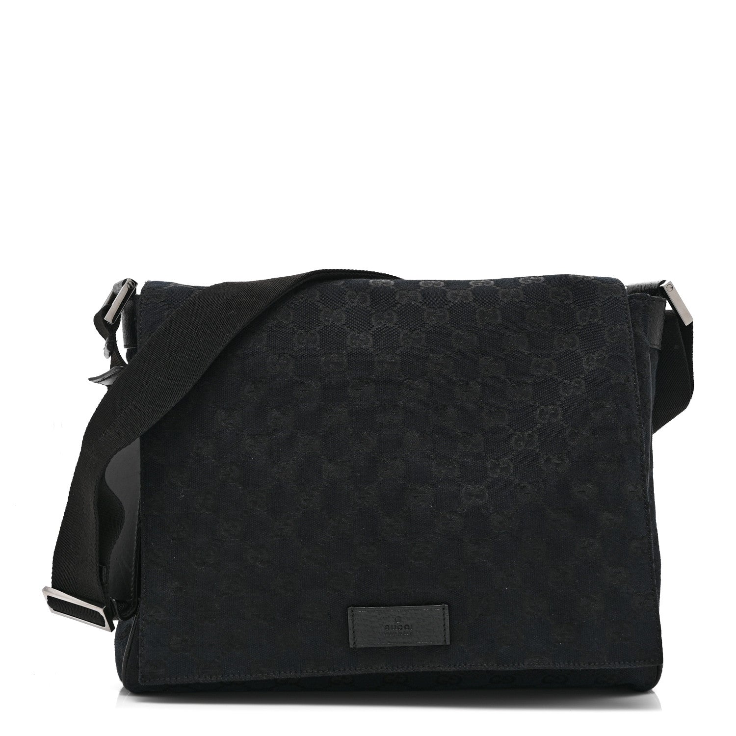 Gucci Monogram Small Flap Messenger Bag Black