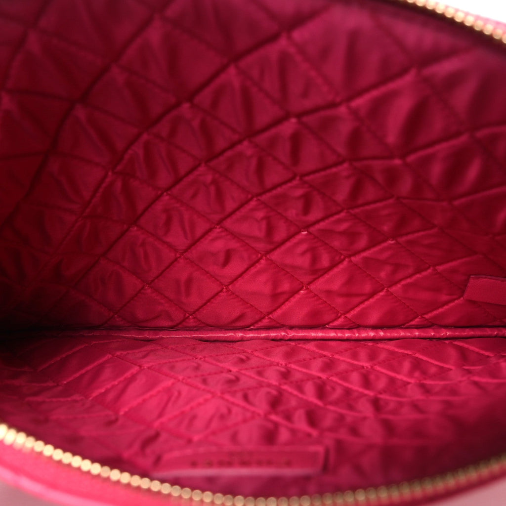 Lambskin Quilted Medium Cosmetic Case Dark Pink
