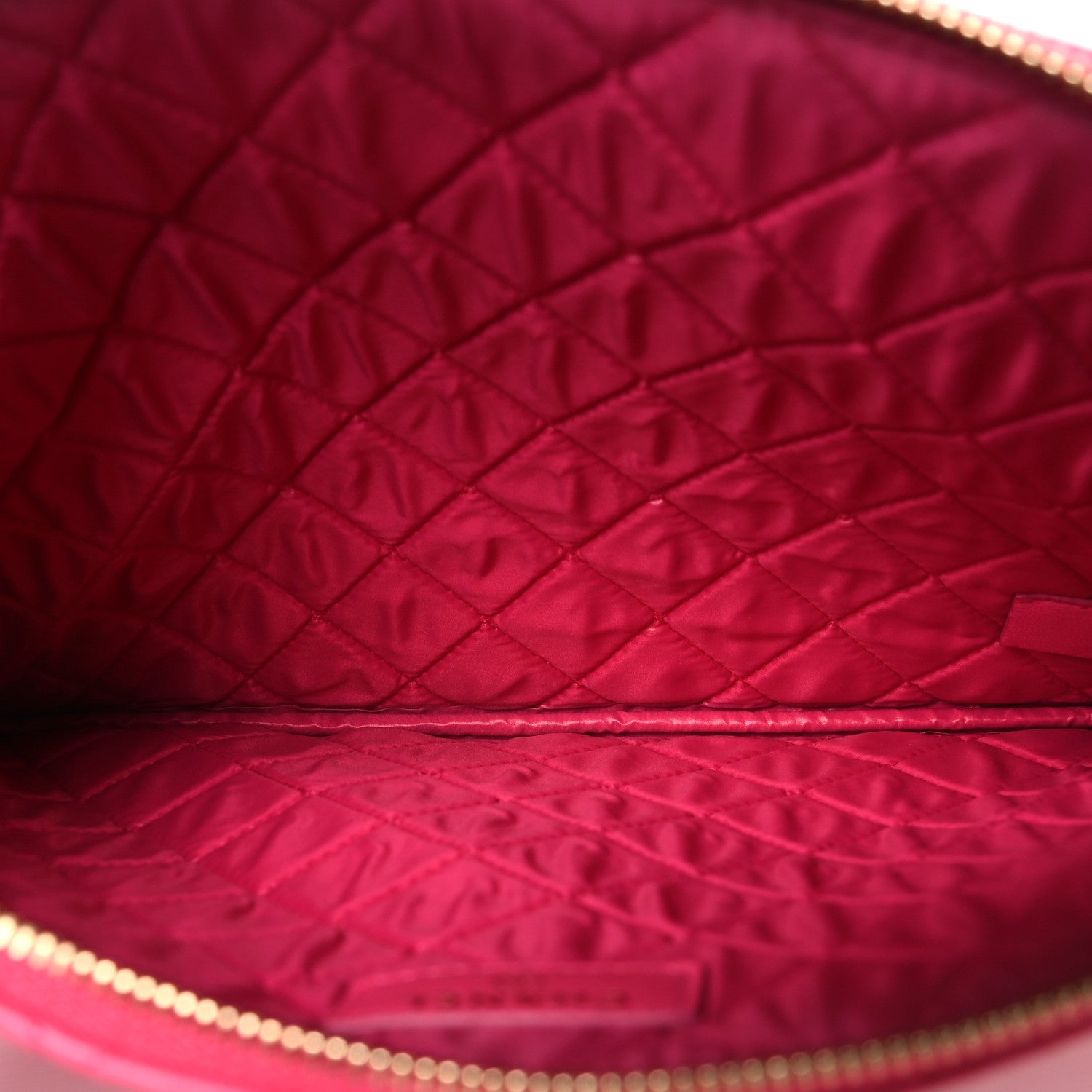 Lambskin Quilted Medium Cosmetic Case Dark Pink
