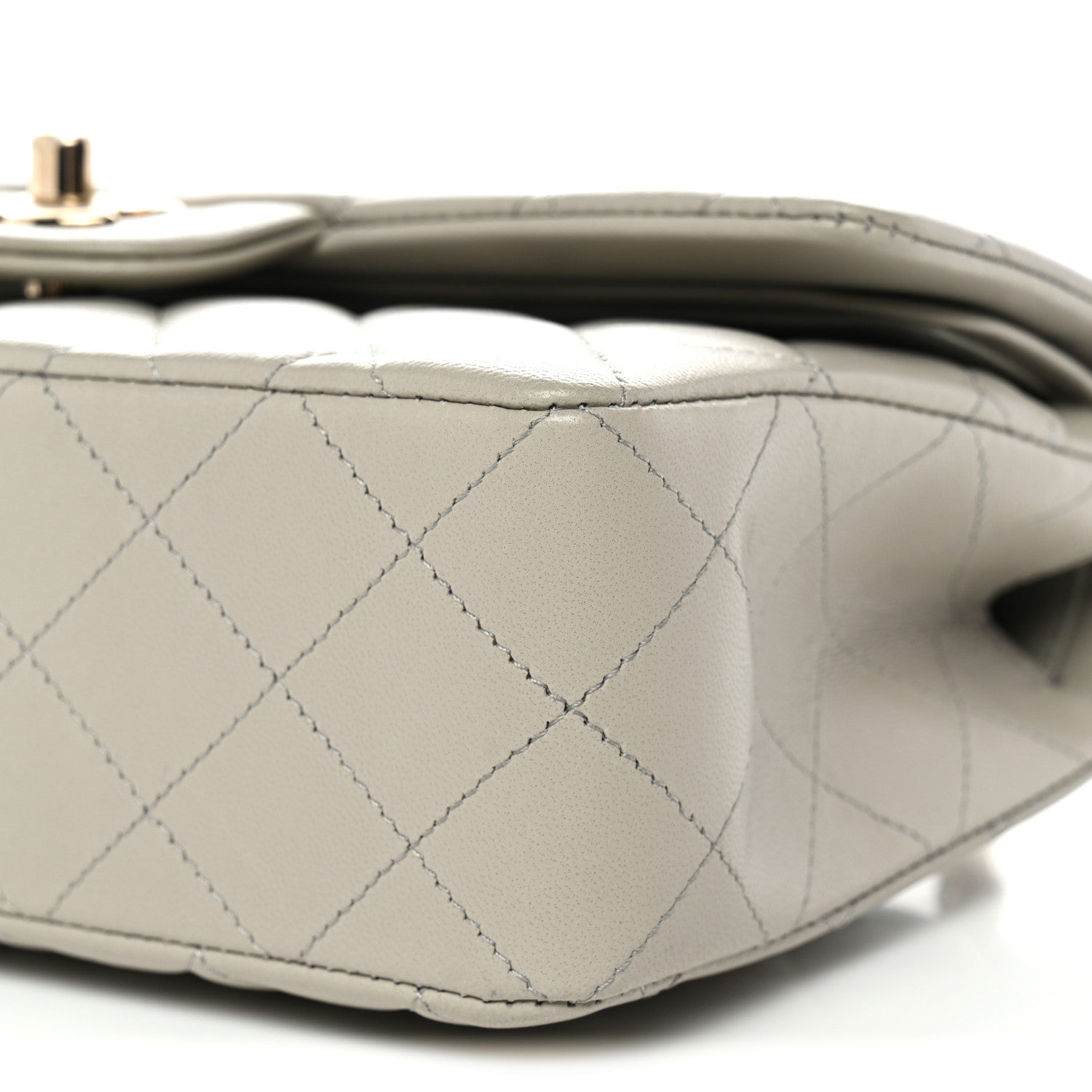 Chanel Lambskin Quilted Small Double Flap Grey