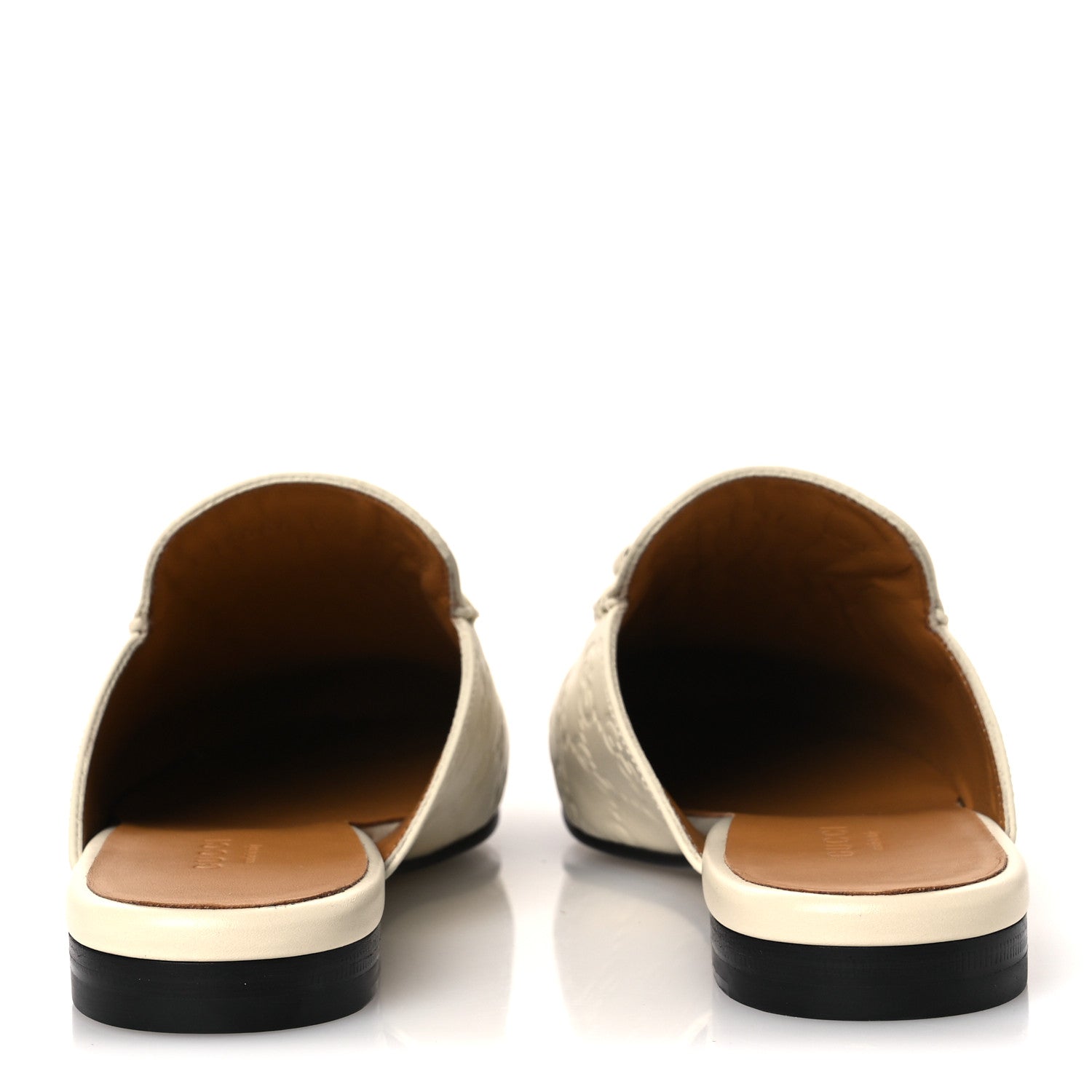 Gucci Glamour Calfskin Guccissima Womens Princetown Slippers 37 New Ivoire