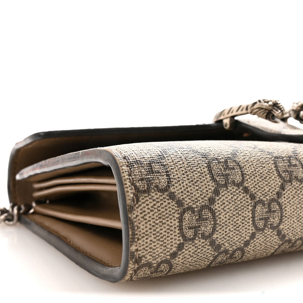 Gucci GG Supreme Monogram Mini Dionysus Chain Wallet Beige Taupe