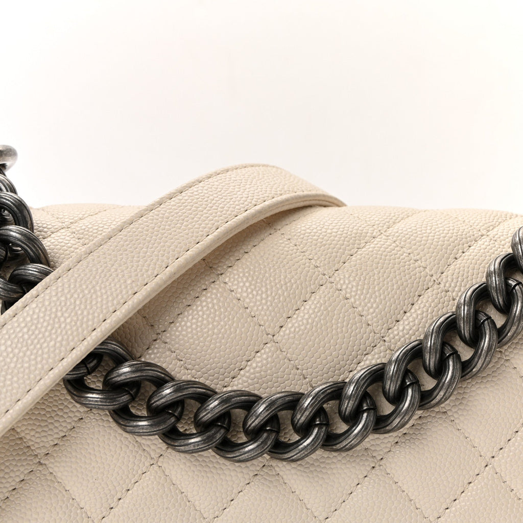 Chanel Caviar Quilted Small Boy Flap White