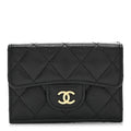 Caviar Quilted Double Flap Wallet Black
