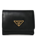Prada Metal Tri-Fold Compact Wallet Black