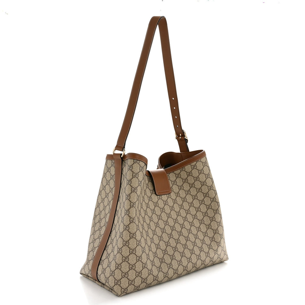 Gucci GG Icon Monogram Padlock Shoulder Bag Beige Dark Brown