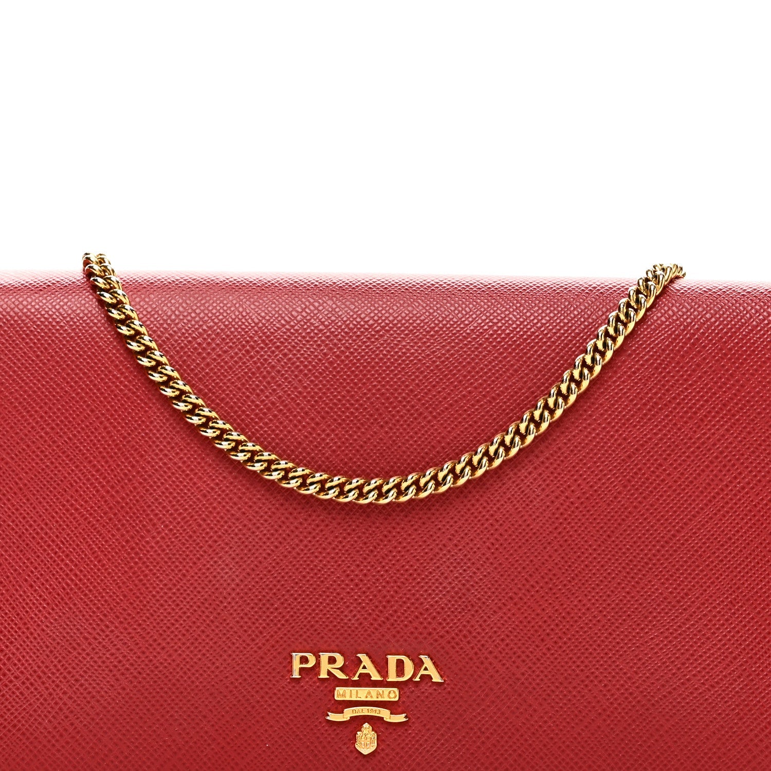 Prada Saffiano Metal Oro Mini Bag Fuoco