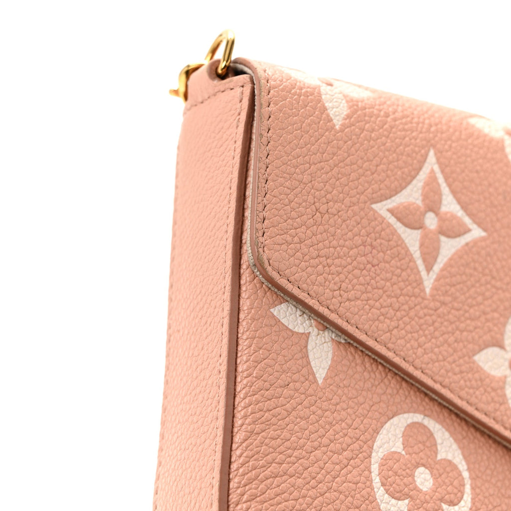 Louis Vuitton Empreinte Monogram Giant Felicie Pochette Chain Wallet Rose Trianon Creme