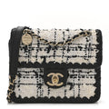 Chanel Tweed Braided Calfskin Mini My Own Frame Flap Grey Black