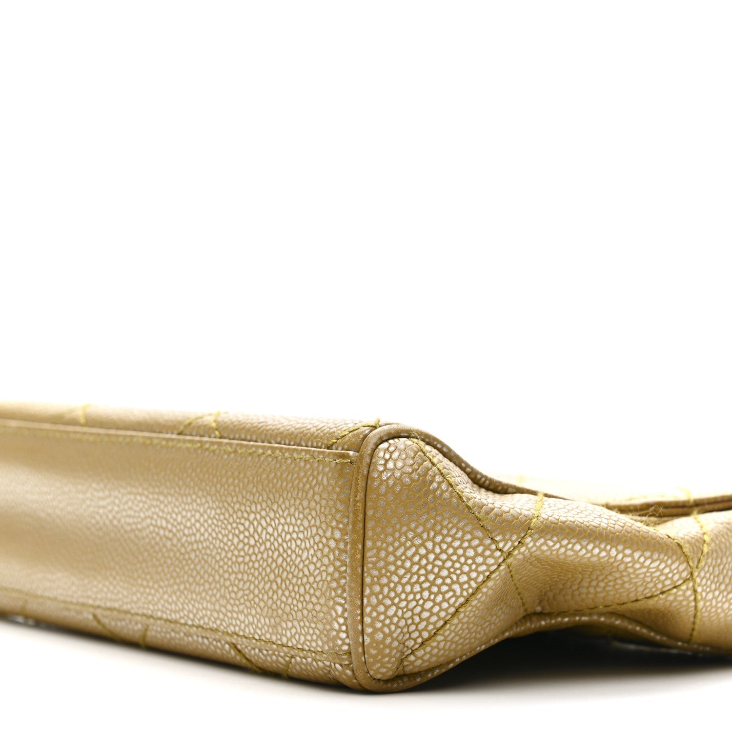 Chanel Metallic Caviar Quilted Medium Single Flap Beige