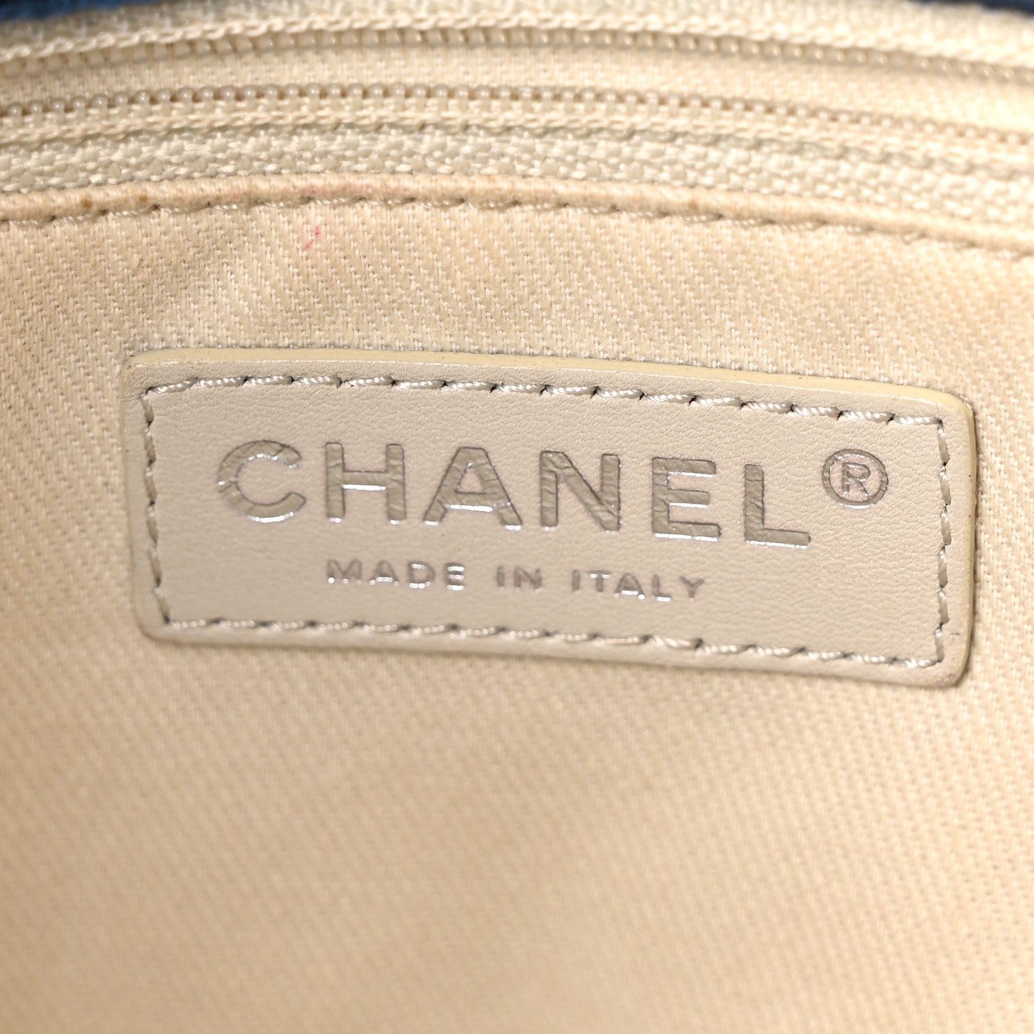 Chanel Calfskin Quilted In The Business North South Tote  Blue