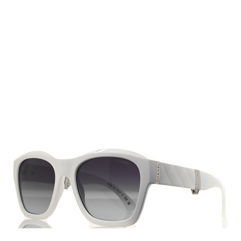 Acetate Metal Square Folding Sunglasses 6055-B White