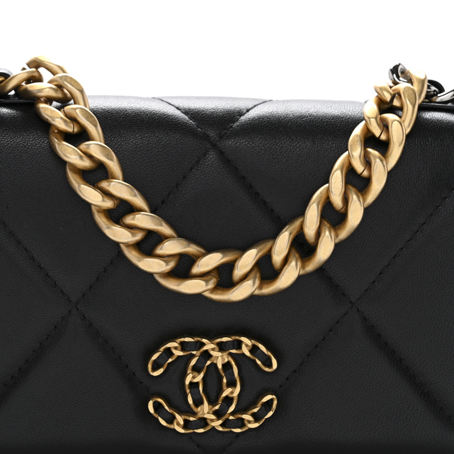 Chanel Lambskin Quilted Chanel 19 Wallet On Chain WOC Black