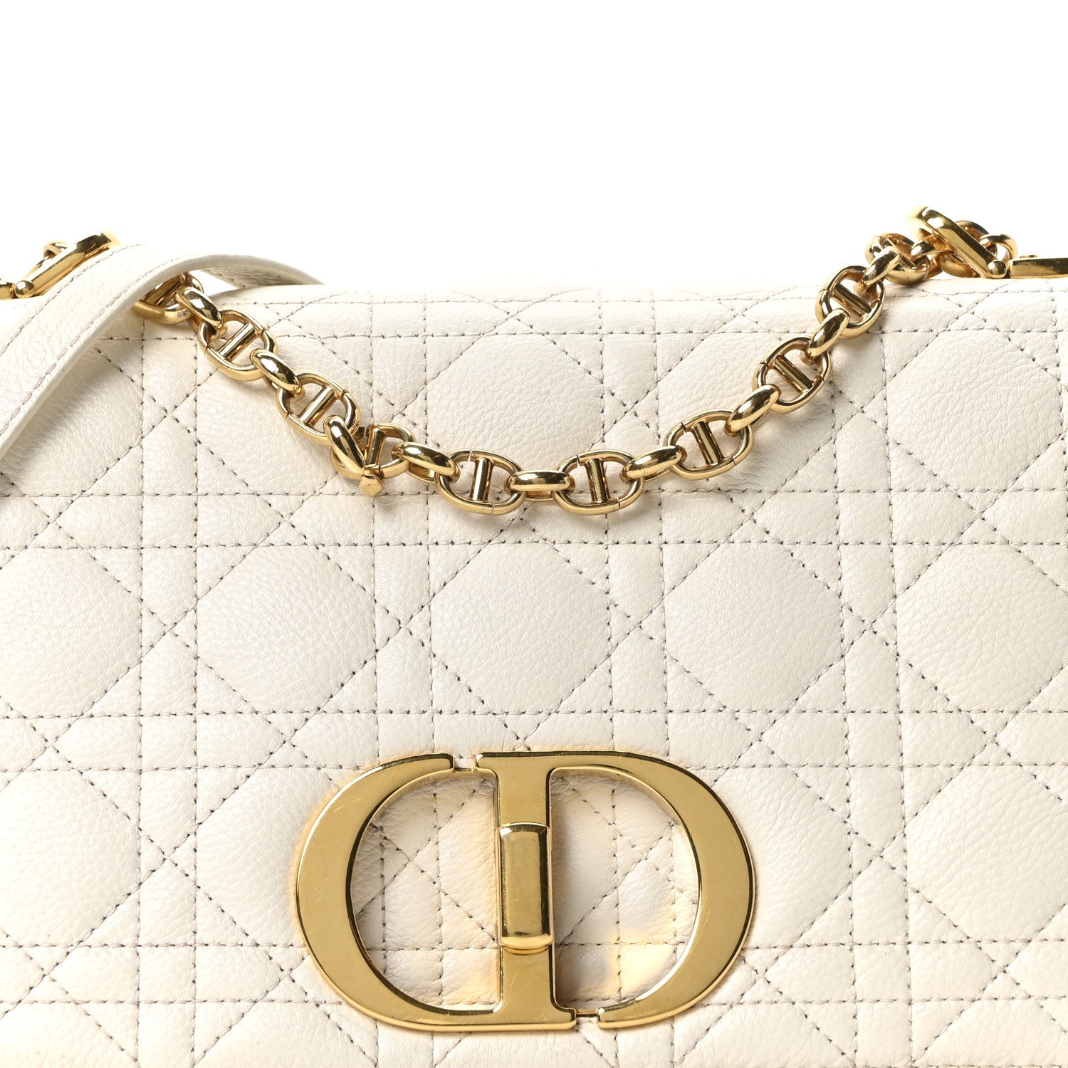 Christian Dior Supple Calfskin Cannage Medium Caro Bag Ivory