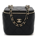 Chanel Caviar Quilted Mini Vanity Case With Chain Black