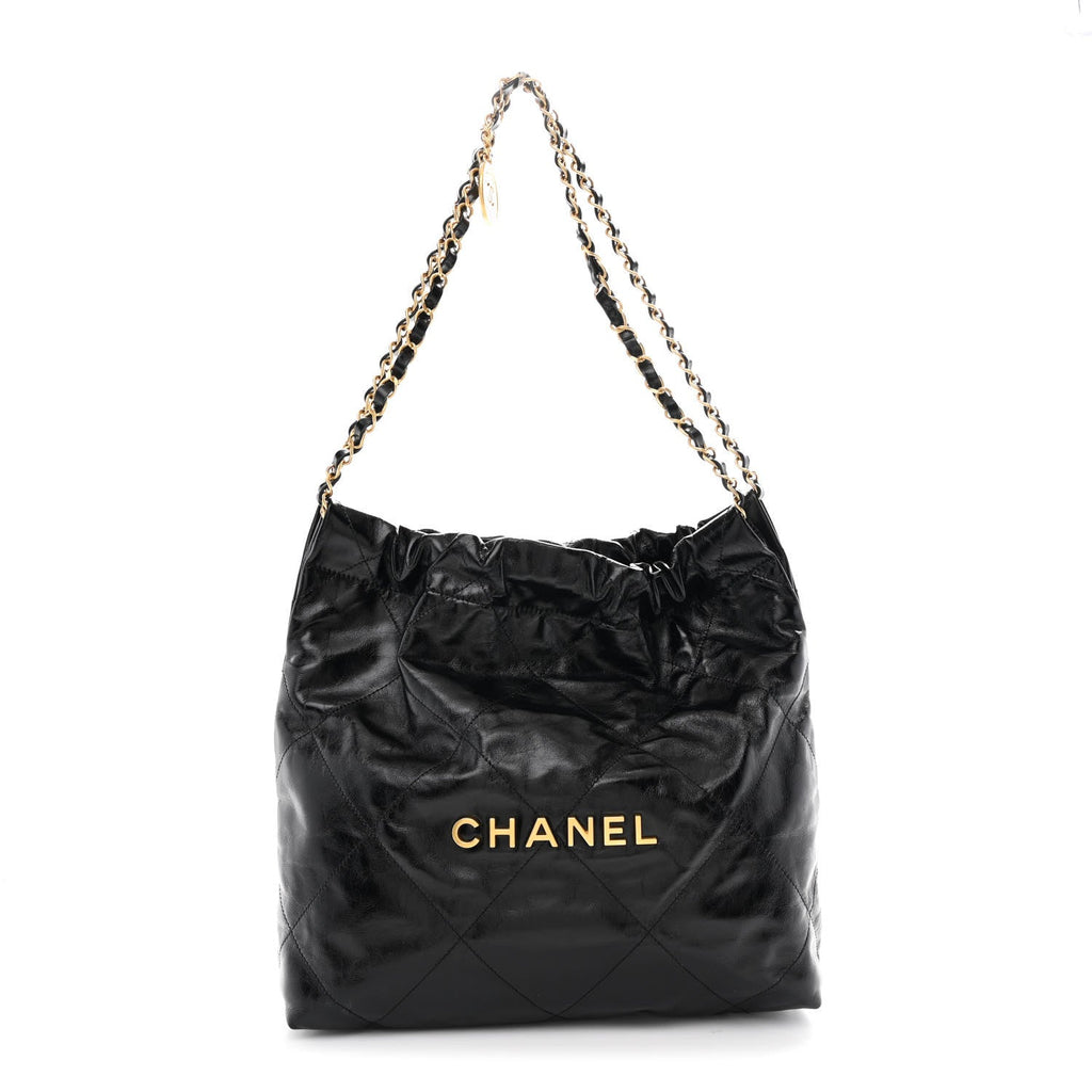 Chanel Glazed Calfskin  Quilted Small Chanel 22 Black