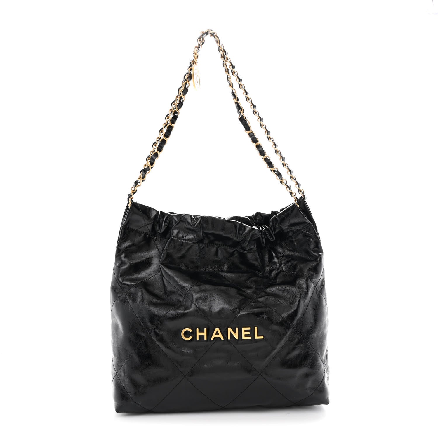 Chanel Glazed Calfskin  Quilted Small Chanel 22 Black