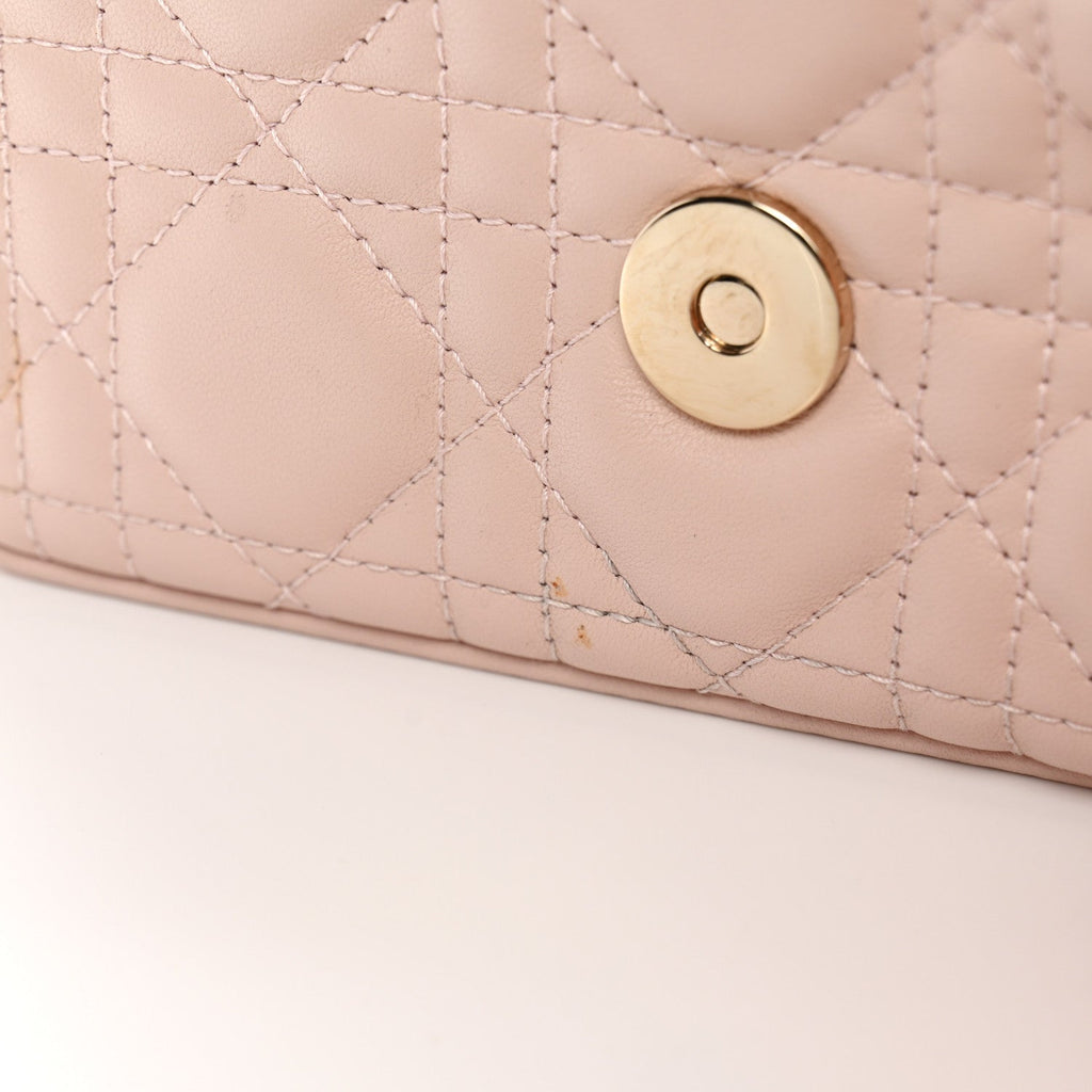 Christian Dior Lambskin Cannage Dior Talk Phone Pouch Rose Poudre
