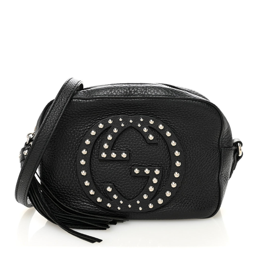 Gucci Pebbled Calfskin Studded Small Soho Disco Bag Black