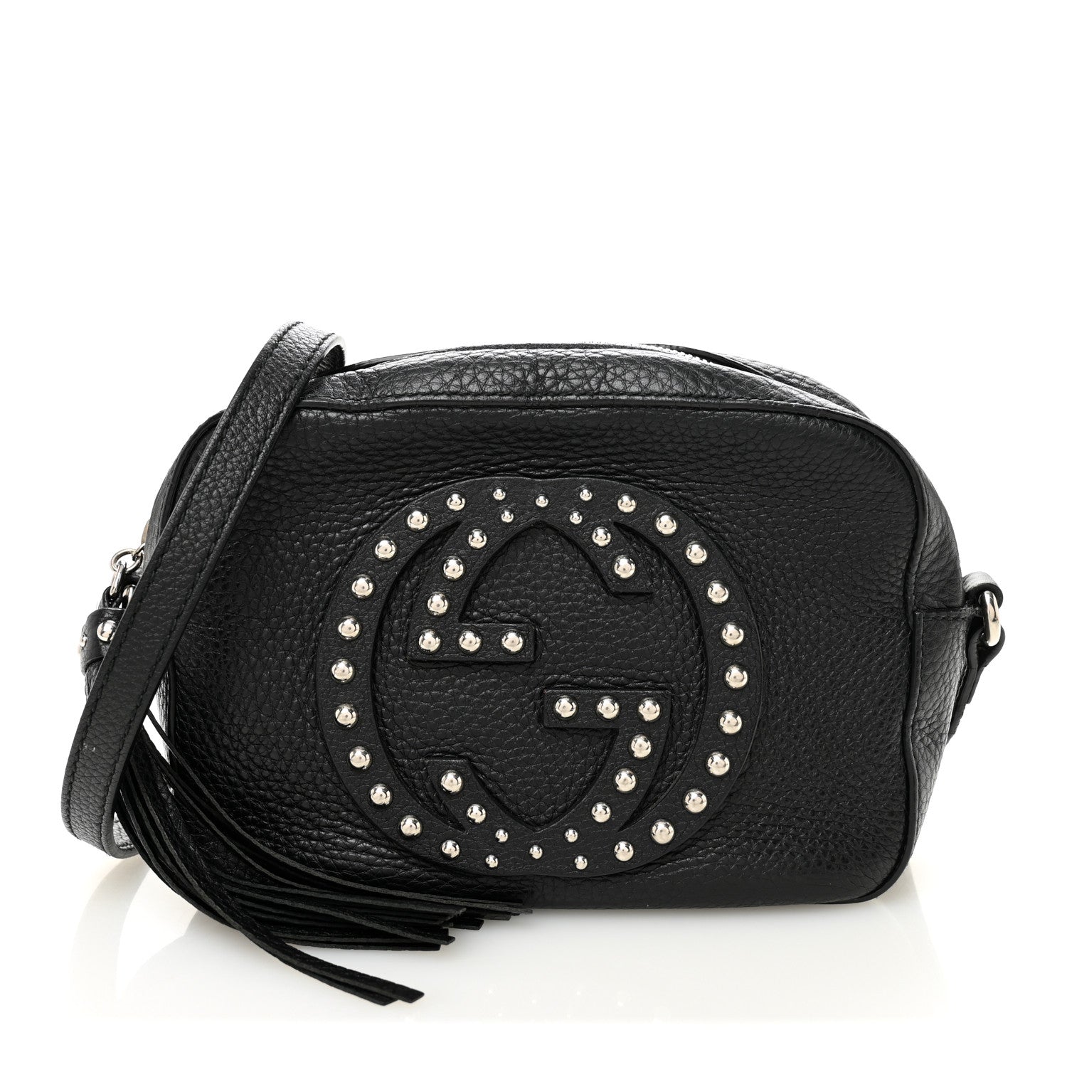 Gucci Pebbled Calfskin Studded Small Soho Disco Bag Black