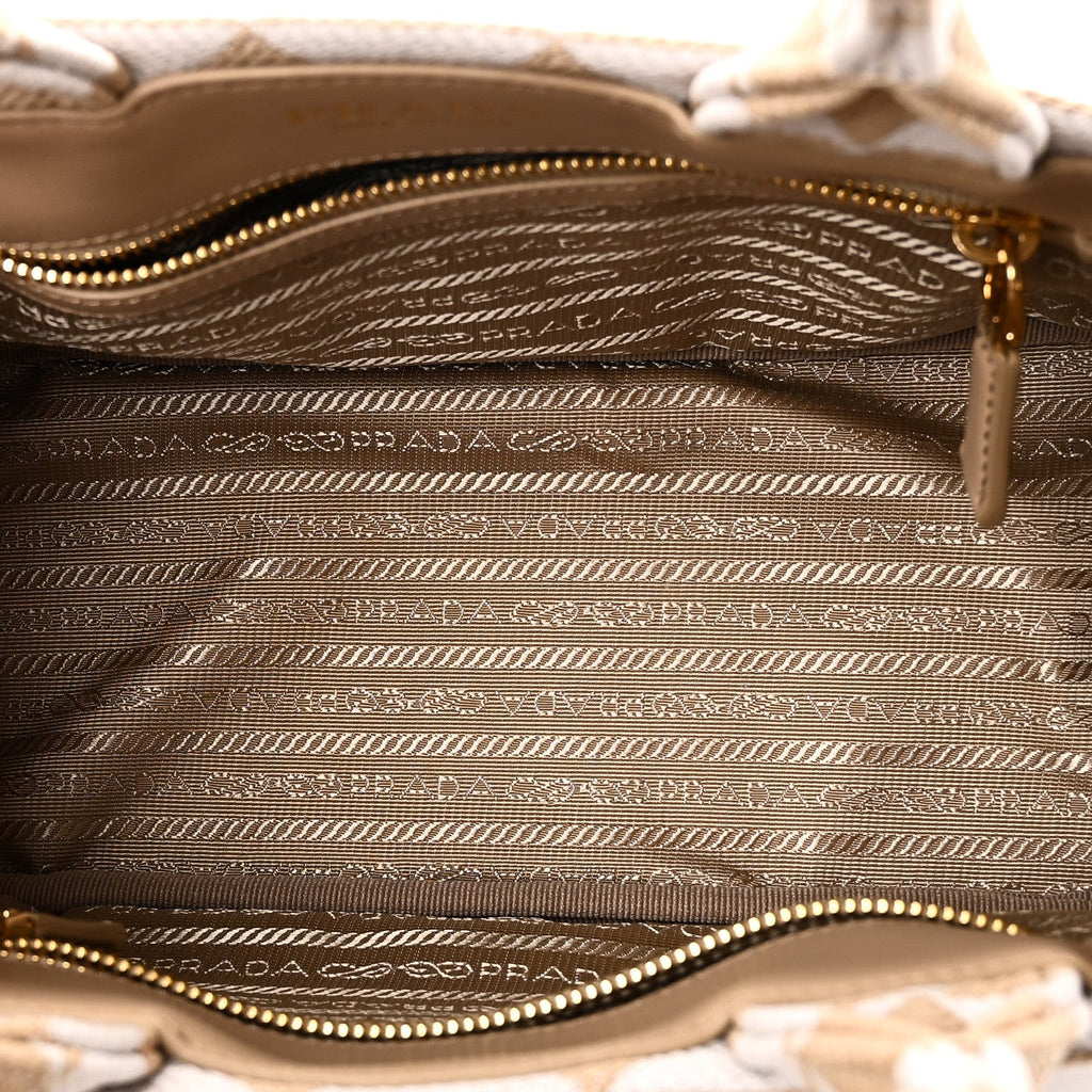 Prada Jacquard Triangolo Symbole Embroidered Tote Corda Talco