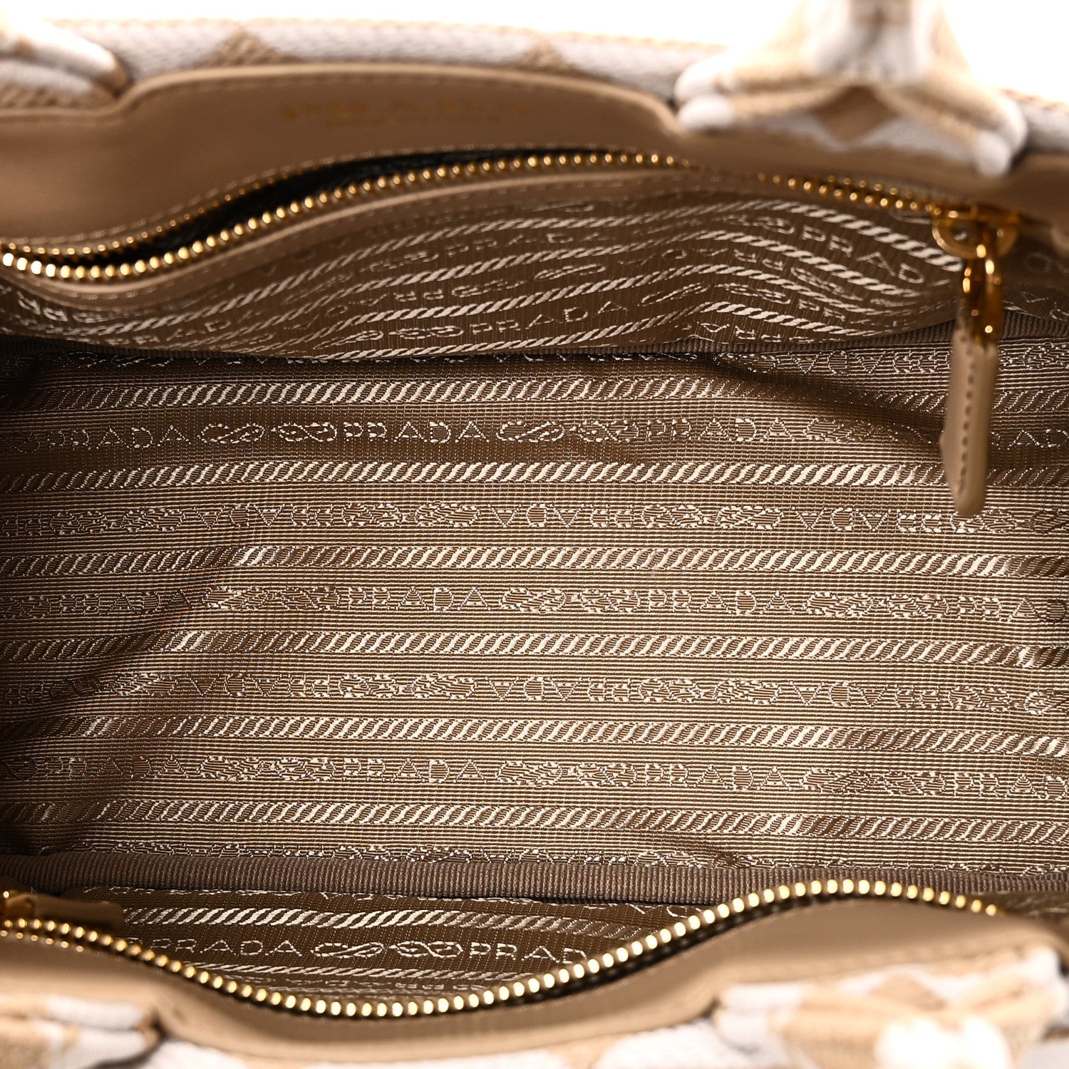 Prada Jacquard Triangolo Symbole Embroidered Tote Corda Talco