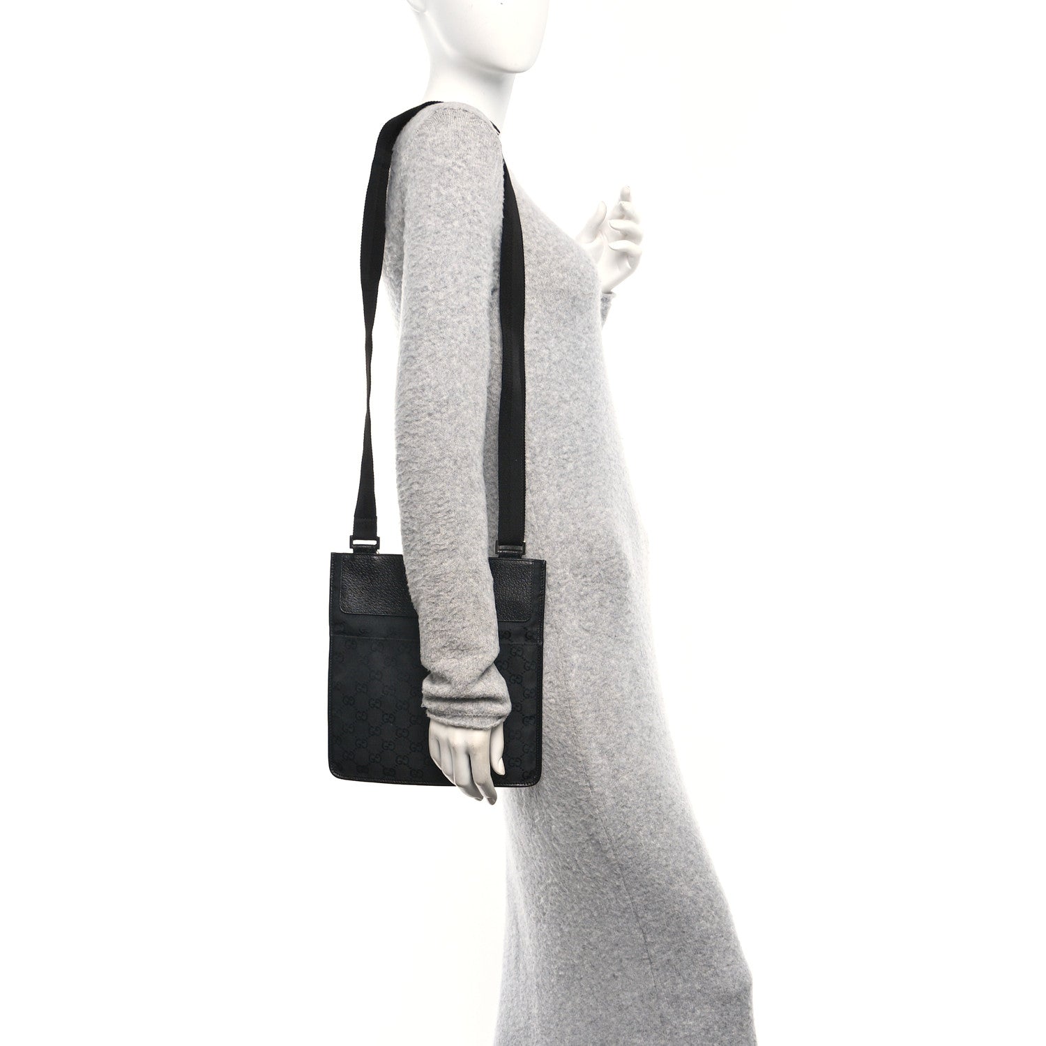 Gucci GG Monogram Messenger Crossbody Bag Black