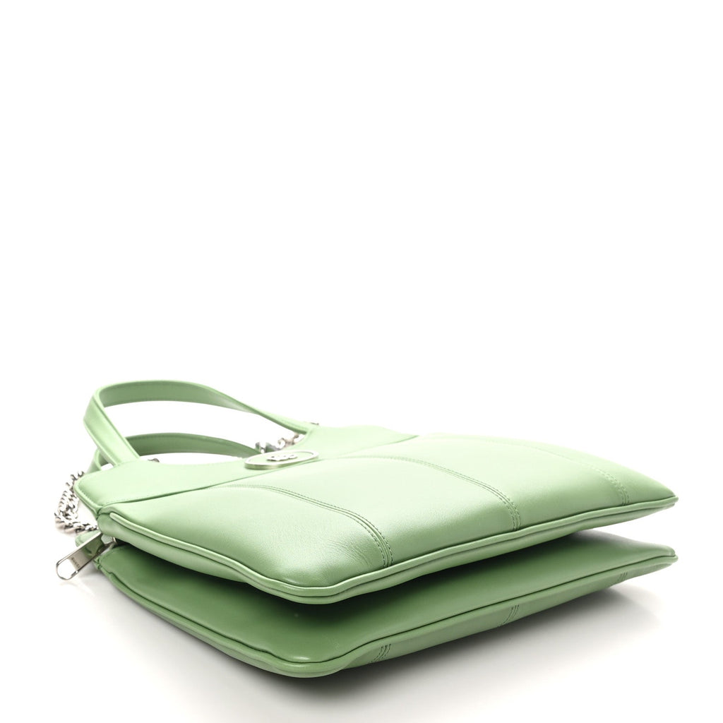 Gucci Senna Calfskin Petite GG Small Tote Bag Green Soil Grass