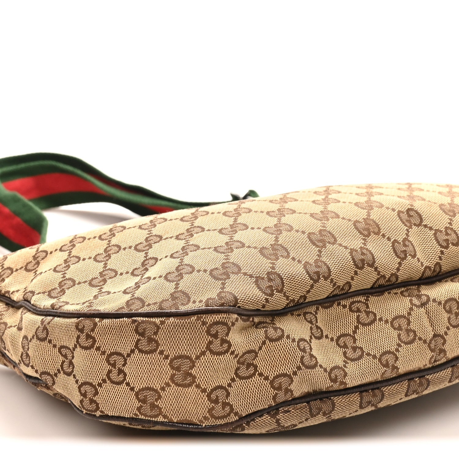 Gucci Monogram Web Medium Half Moon Hobo Dark Brown