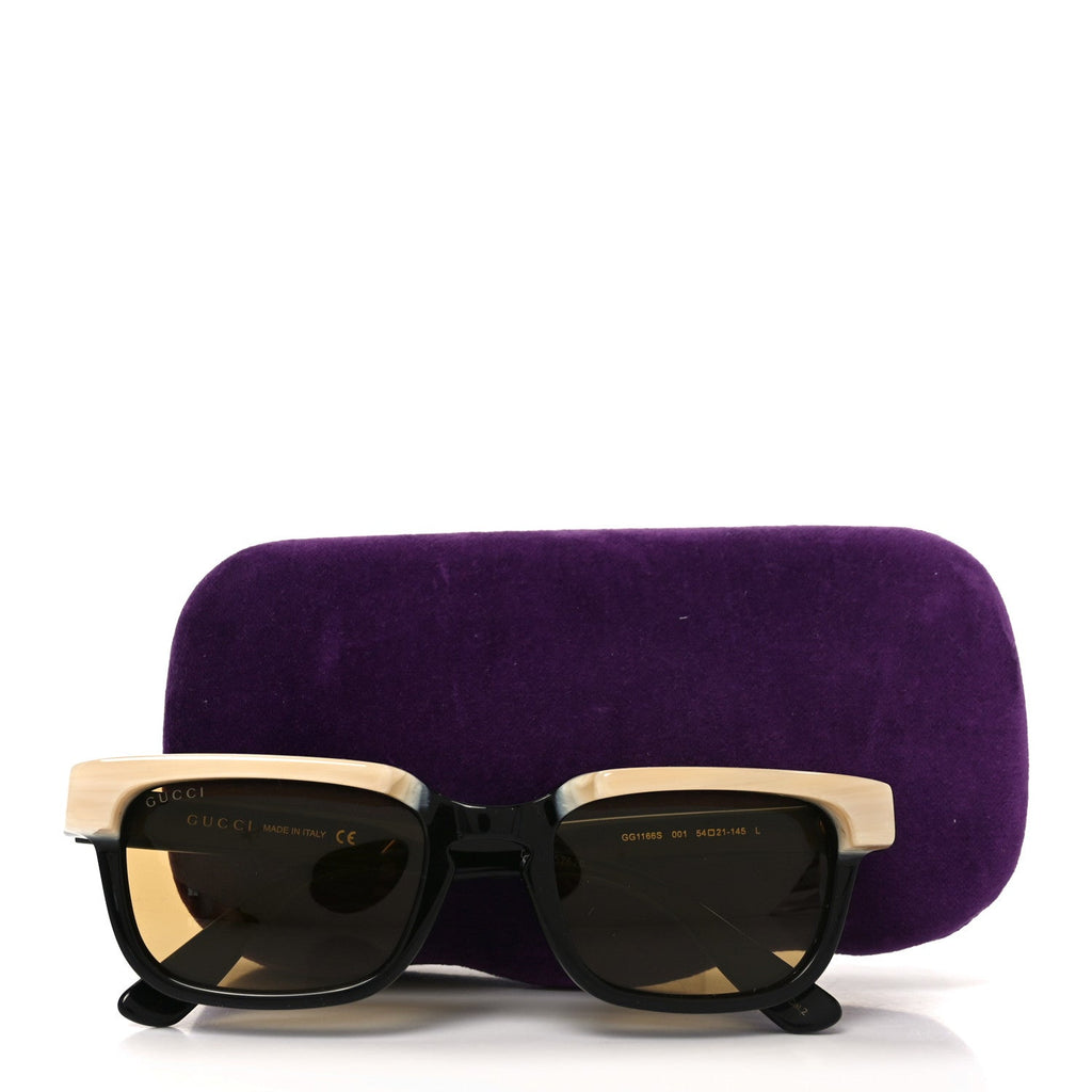 Gucci Acetate Rectangle Sunglasses GG1166S Black Beige